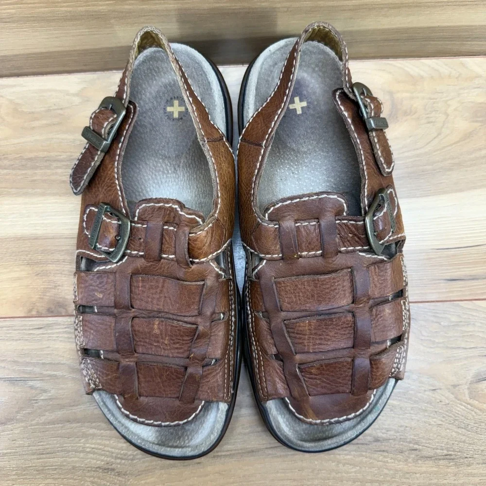Dr Martens‎ Fisherman Sandals Mens 11 Y2K Brown Leather Slip On 8B52